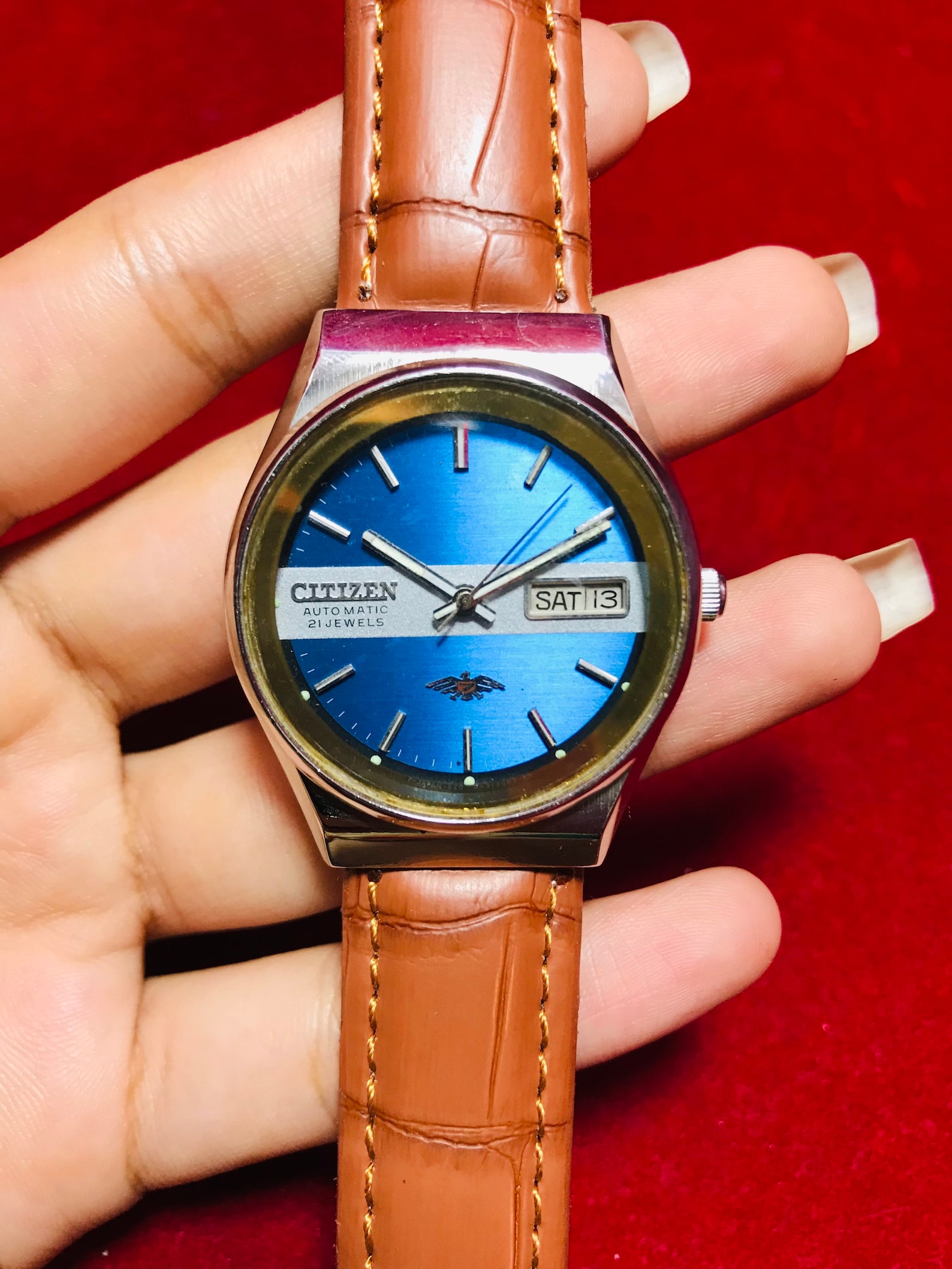 Luxury Vintage Citizen Blue dial automatic 21 jewel date Etsy