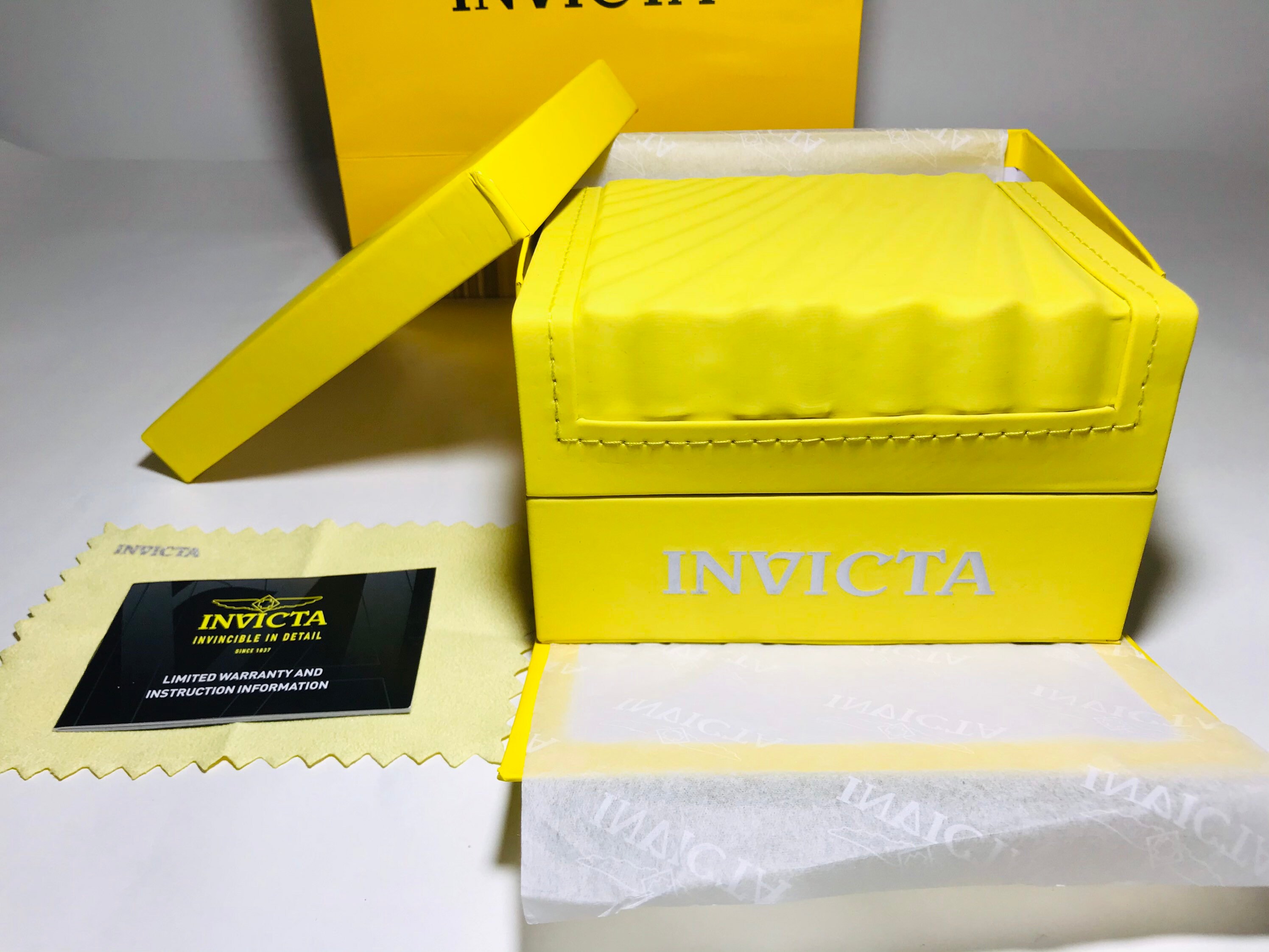 Luxury Yellow Invicta Watch Box New With Carton Sleeve Outer Etsy