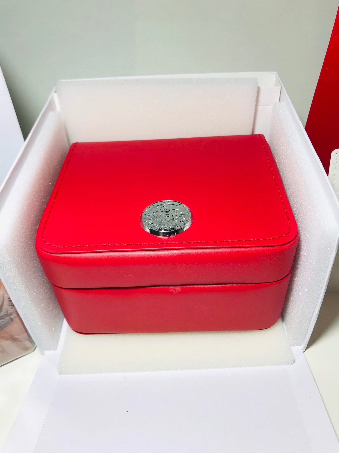 Omega SpeedMaster Vintage Watch Box Red Leather Box Outer Etsy