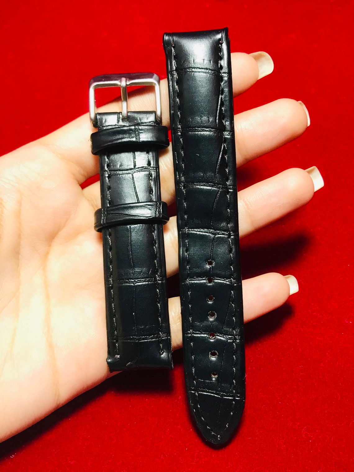 Genuine Leather watch strap Black Colour Handmade Strap 18mm Etsy