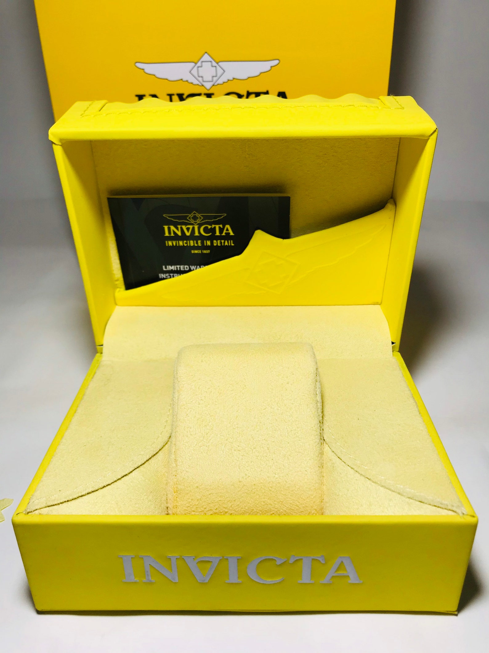 Luxury Yellow Invicta Watch Box New With Carton Sleeve Outer Etsy