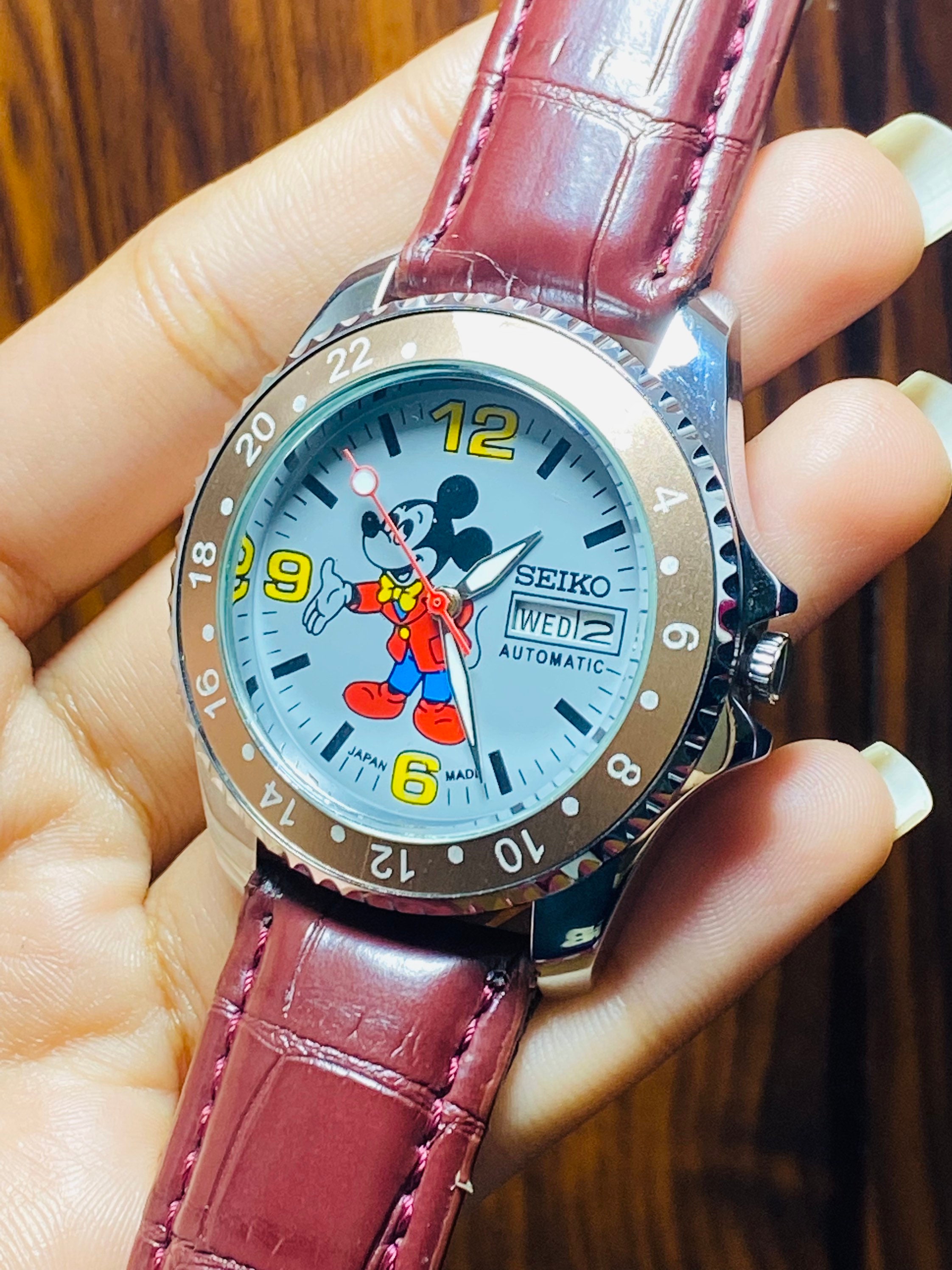 Seiko 5 8200 rotating Bazel Grey Mickey Mouse Dial Automatic | Etsy Ireland