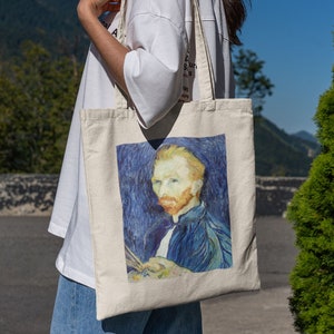 Vincent van Gogh&#39;s Self Portrait (1889) canvas tote bag aesthetic, artsy tote bag, everyday bag, gift for art lover, work bag, beach bag