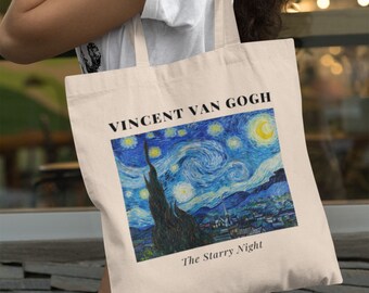 Vincent van Gogh's The Starry Night (1889) canvas tote bag aesthetic, artsy tote bag, everyday bag, gift for art lover, work bag, beach bag