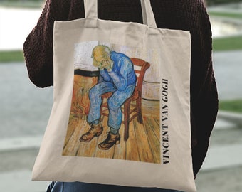 Vincent van Gogh's At Eternity's Gate (1890) bolso de lona estética, bolso artístico, bolso diario, ideas de regalos para amantes del arte, bolso de trabajo