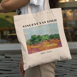 Vincent van Gogh&#39;s Olive Trees (1889) canvas tote bag aesthetic, artsy tote bag, everyday bag, gift ideas for art lover, work bag, beach bag