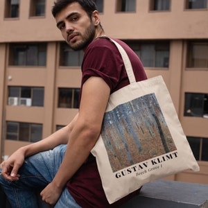 Gustav Klimt&#39;s Beech Grove I (1902) canvas tote bag aesthetic, artsy tote bag, cute everyday bag, artsy gift idea, work bag, fine art object