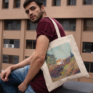 Vincent van Gogh&#39;s Landscape (1925-1928) canvas tote bag aesthetic, artsy tote bag, everyday bag, gift for art lover, work bag, beach bag