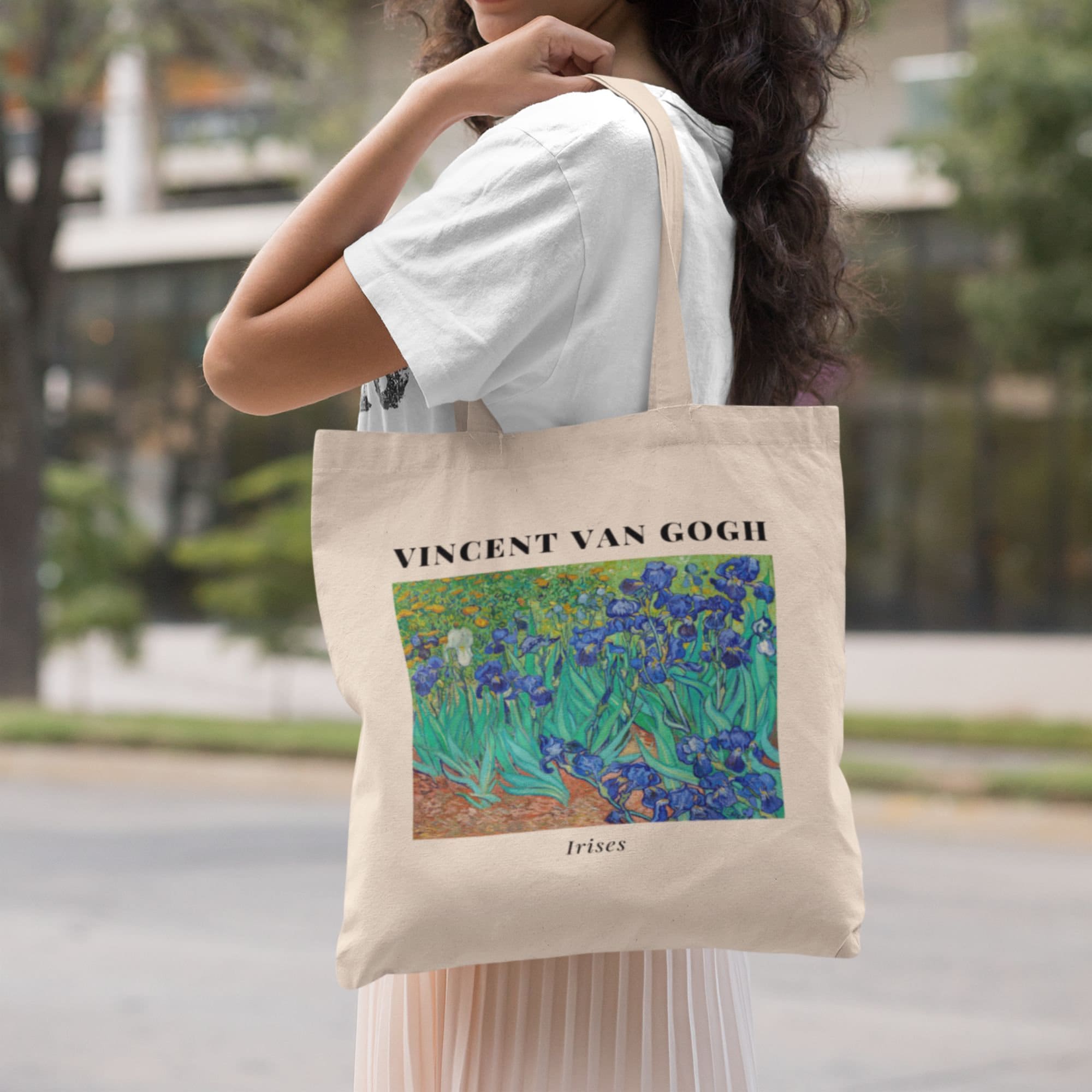 Bolso De Lona Con Tampado De Retrato Y Cielo Trellado Al