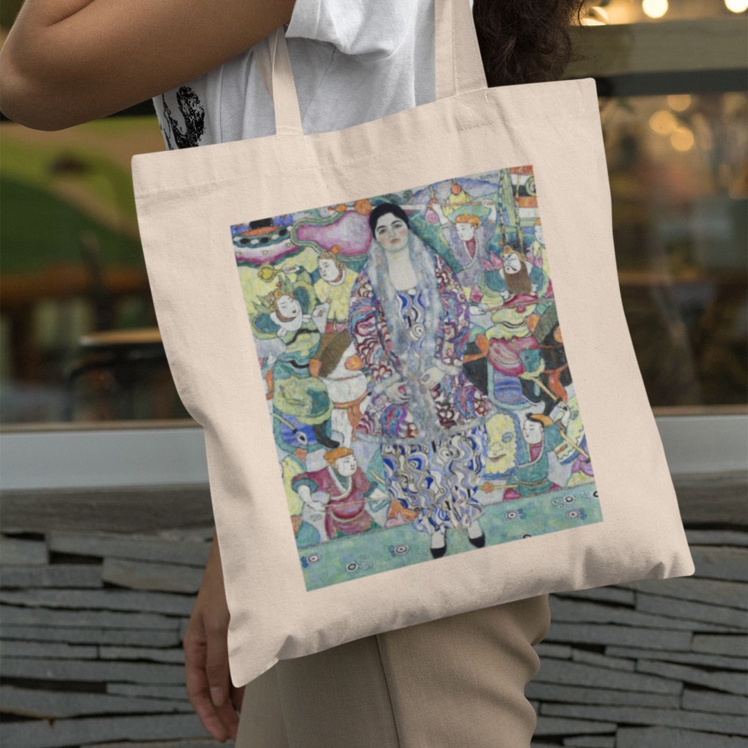 thumbnail image 2 of Klimt Portrait Art Tote Bag - 16x16 Inch Lightweight Canvas Bag With Art Design 2 of 9