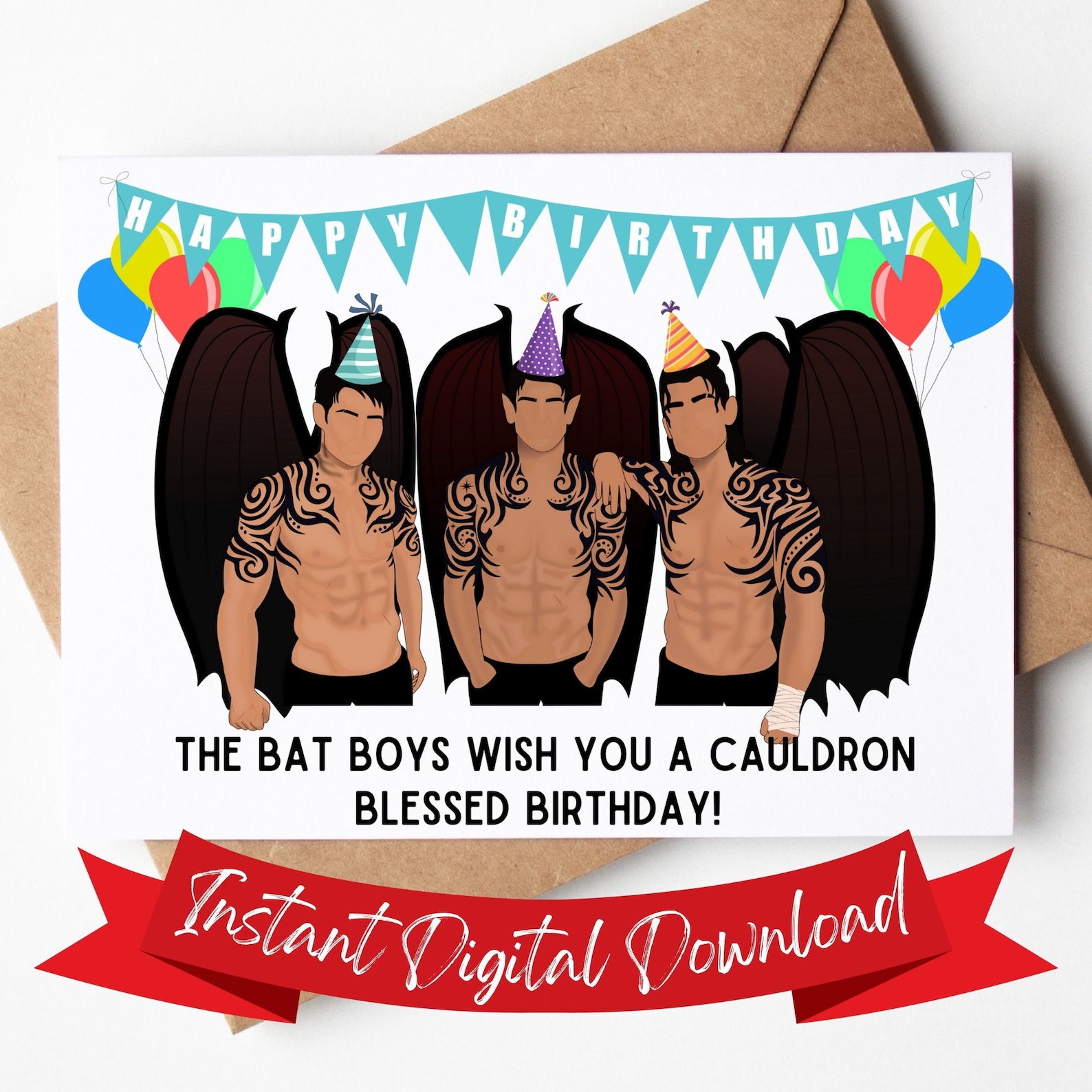Funny Rhysand Bat Boy Acotar Birthday Card For Best Friend, Bat