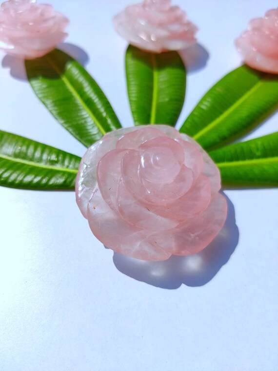 Rose Quartz Rose Flower Pink Quartz Love Stone Deep Rich Etsy