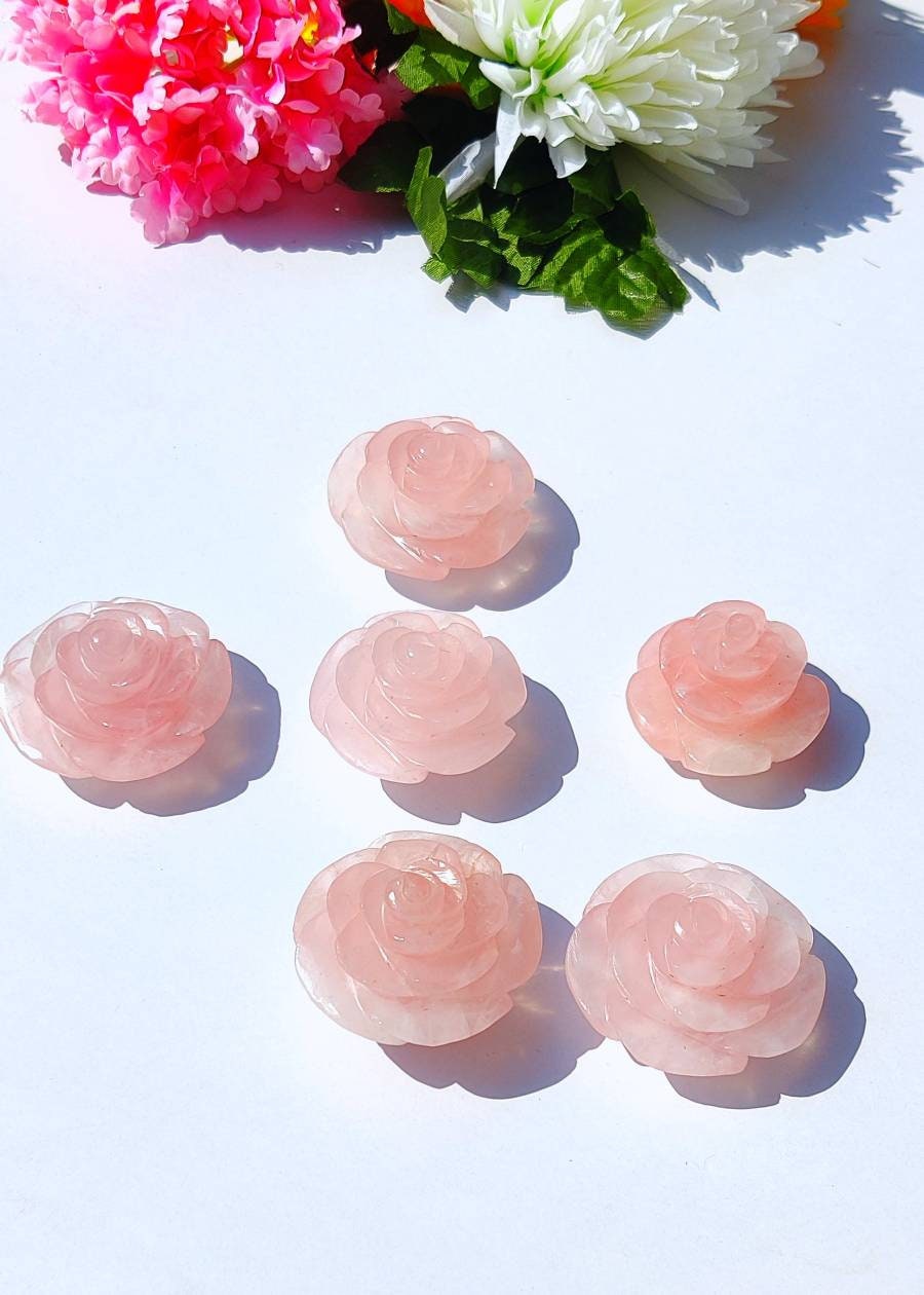 Rose Quartz Rose Flower Pink Quartz Love Stone Deep Rich Etsy