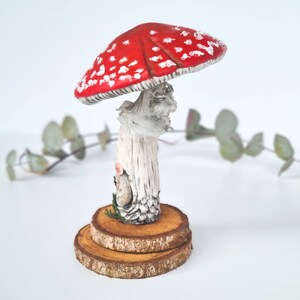 Fly agaric mushroom decor, toadstool, amanita figurine, fantasy fairy garden sculpture. Made to order image 4