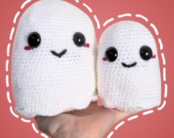 Gary the Ghost, Handmade Crochet Ghost Plushie, Spooky Autumn Amigurumi, Customisable Cheeks