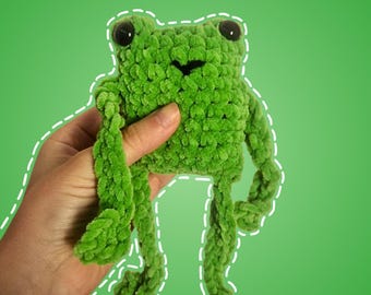 Freddie the Frog, Handmade Crochet Leggy Frog Plushie, Cosy Amigurumi, Unique Gift for Her