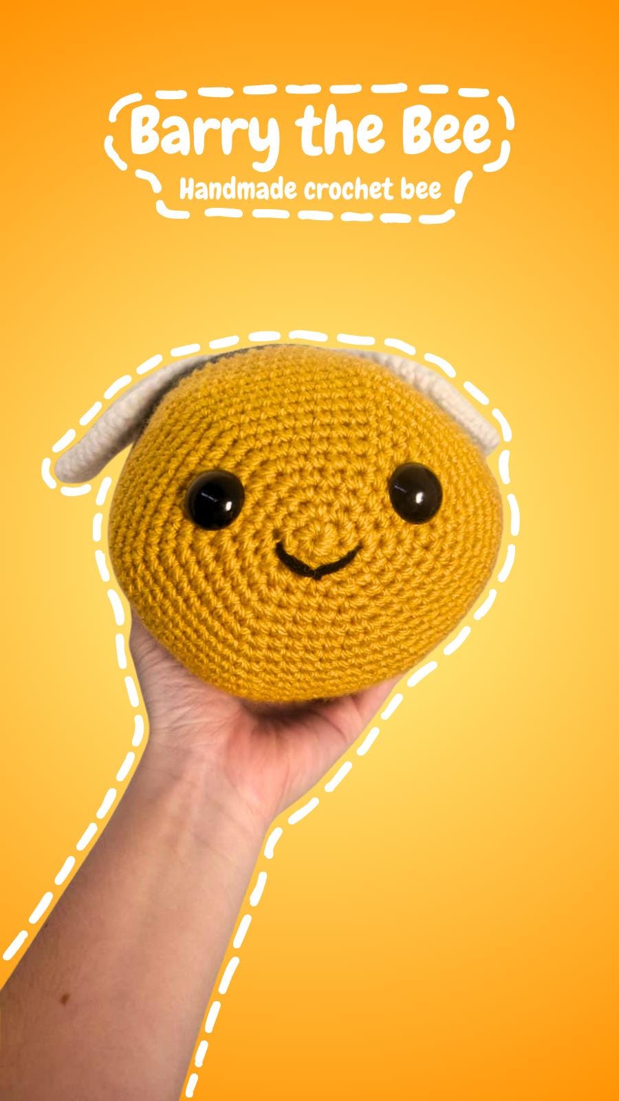 Barry the Bee, Handmade Crochet Bee Plushie, Spring Amigurumi