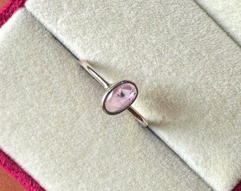Pink Sapphire Ring: Rose Cut Sterling Silver Promise Ring