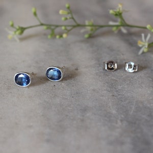 Handcrafted Natural Kyanite Stud Earrings set in 925 Sterling Silver, Bezel Setting, Single Stone Stud, Date Gift, Gift To Her, SALE