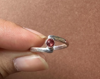Garnet Ring: 925 Sterling Silver, 5mm Faceted Gemstone, Handmade Birthstone Jewelry