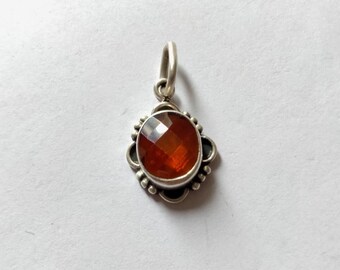 Sterling Silver Oval Pendant – Red CZ Garnet Color Charm, Dainty Minimalist Jewelry
