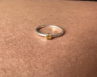 Dainty Orange Sapphire Ring: 925 Sterling Silver, Handmade Jewelry