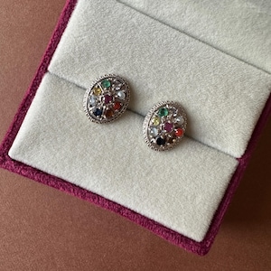 Navratan Gemstone Earrings: 925 Sterling Silver Vedic Jewelry