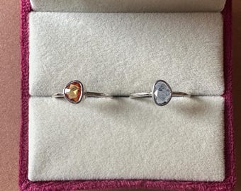Rose Cut Sapphire Ring: Sterling Silver Dainty Handmade Jewelry