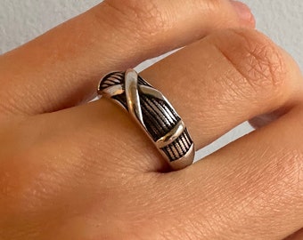 Grosse bague en argent, bague en argent épaisse, bague unisexe, bague réglable, bague à dos ouvert, bague unique, cadeau, cadeau, bague tendance, superposition