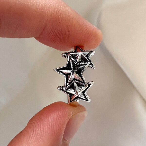 Silver Star Ring, Stars, Cosmic Ring, Adjustable Ring, Stars Ring, Unisex Ring, Stacking Ring, Silver Statement Ring, Finger Ring, Ring