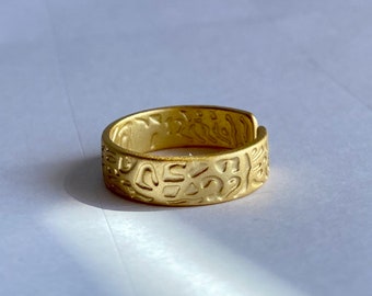 Anillo fino de oro, anillo martillado de oro, anillo minimalista, anillo minimalista, anillo apilable, anillo ajustable, anillo de declaración, anillo unisex, regalo