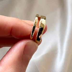 Gold Double-Layer-Ring, klobige Goldring, Gold Stapelring, dicker verstellbarer Ring, Unisex Goldring, Gold-Statement Ring, Unisex Bild 2