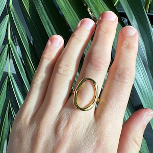 Gold Ring, Thin Gold Adjustable Ring, Gold Oval Ring, Gold Circular Ring, Unisex Gold Ring, Gold Minimalist Ring, Minimalism, Jewellery