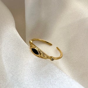 Gold Ring, Thin Gold Ring, Evil Eye Ring, Statement Ring, Gold Stacking Ring, Minimalist Ring, Minimalism Jewellery, Unisex Gold Ring