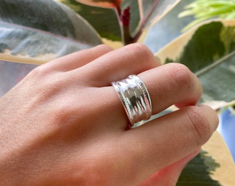 Grosse bague en argent, bague en argent épaisse, bague empilable réglable, bague à empiler en argent, bague tendance en argent, bague unisexe, bague, cadeau