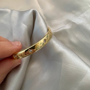 Gold Adjustable Bangle Bracelet, Gold Bangle With Crystals, Adjustable Simple Bangle, Gold Bangle, Unisex Bracelet, Gold Bracelet, Bangle