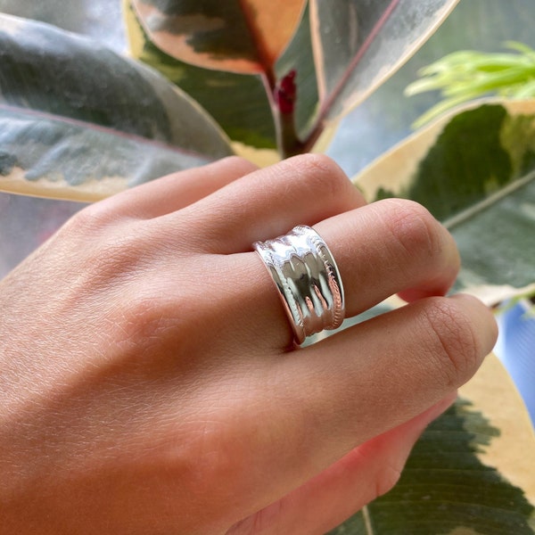 Chunky Silver Ring, Thick Silver Ring, Adjustable Stackable Ring, Silver Stacking Ring, Silver Statement Ring, Unisex Ring, Ring, Gift
