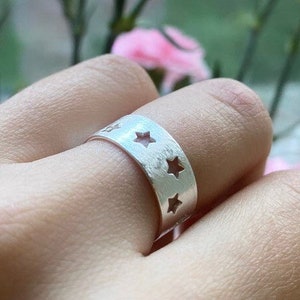 Silver Star Ring, Stars Ring, Silver Cosmic Ring, Star, Stars, Unique Silver Ring, Adjustable Ring, Open Back Ring, Unisex, Gift, Present