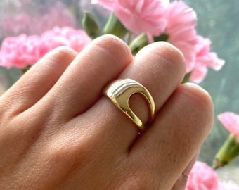 Gouden dikke ring, gouden stapelring, verstelbare ring, statement ring, unisex ring, bandring, unisex ring, belofte ring, cadeau, heden