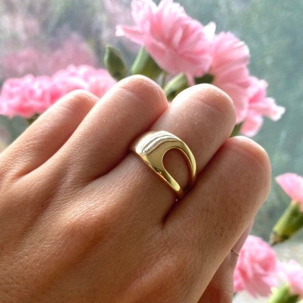 Gold Chunky Ring, Gold Stacking Ring, Adjustable Ring, Statement Ring, Unisex Ring, Band Ring, Unisex Ring, Promise Ring, Gift, Present