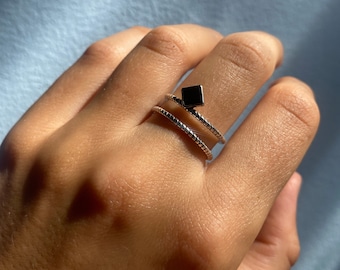 Anillo de declaración de plata, anillo ajustable de espalda abierta de plata, anillo de plata, anillo minimalista de plata, anillo ajustable de plata, unisex, Navidad