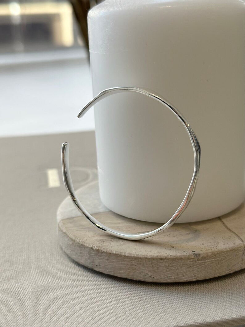 Silver Adjustable Bangle Bracelet, Silver Bangle, Adjustable Simple Bangle, Silver Bangle, Unisex Bracelet, Silver Band, Silver Jewellery image 3