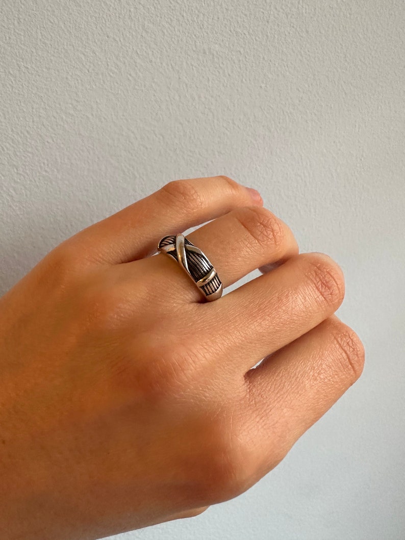 Chunky Silver Ring, Thick Silver Ring, Unisex Ring, Adjustable Ring, Open Back Ring, Unique Ring, Present, Gift, Statement Ring, Stacking zdjęcie 1