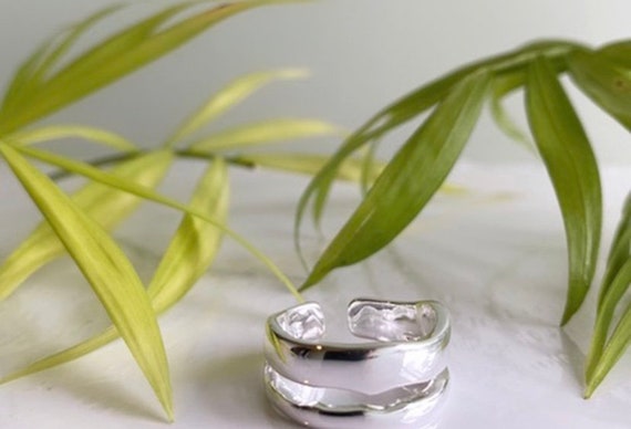 Sieraden Ringen Stapelbare ringen zilveren dubbele laag chunky stapelbare dikke verstelbare ring-zilveren duim ring-moederdag cadeau-cadeau voor moeder-gelaagde band 