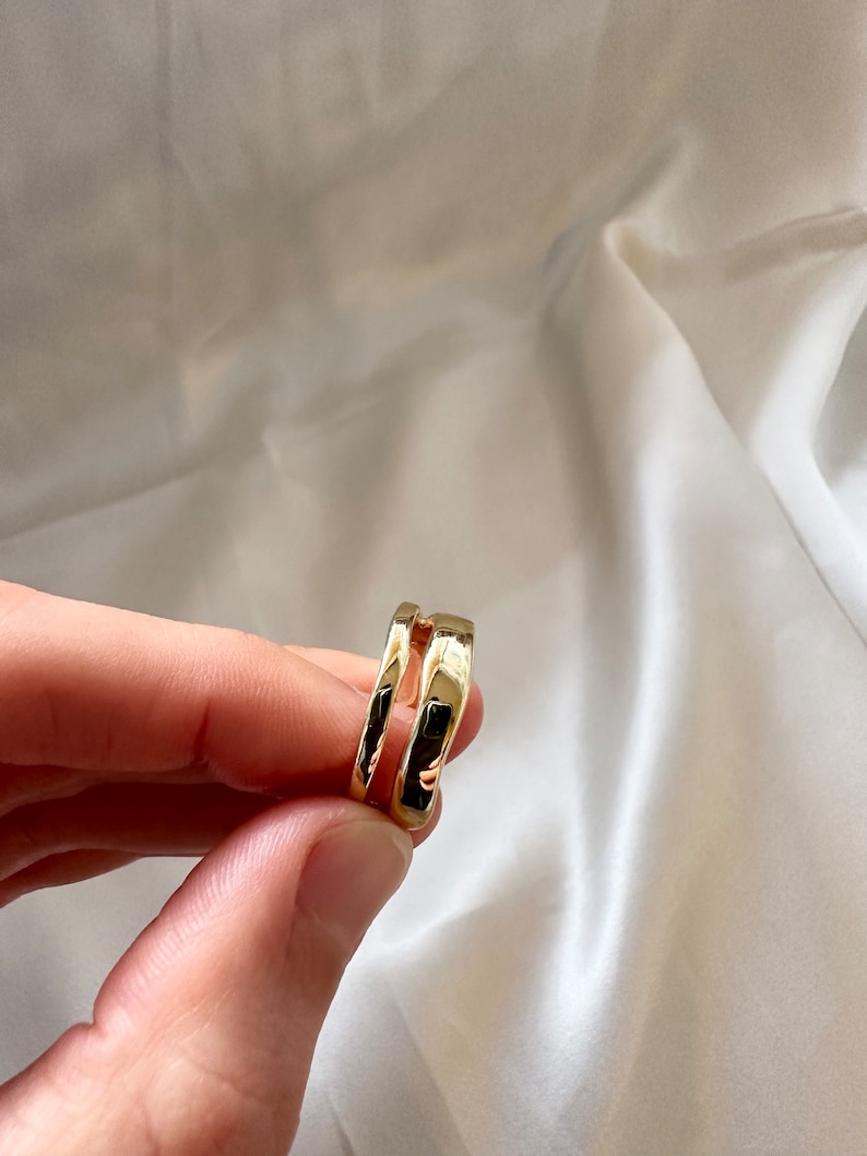 Gold Double-Layer-Ring, klobige Goldring, Gold Stapelring, dicker verstellbarer Ring, Unisex Goldring, Gold-Statement Ring, Unisex Bild 2