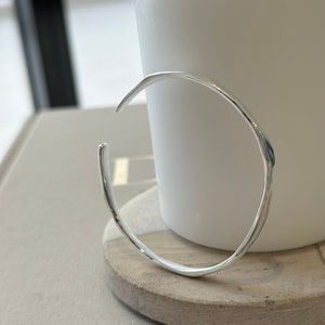 Silver Adjustable Bangle Bracelet, Silver Bangle, Adjustable Simple Bangle, Silver Bangle, Unisex Bracelet, Silver Band, Silver Jewellery image 7