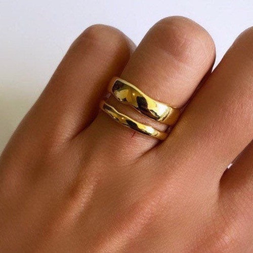 Gold Plated Band Ring 925 Silver Band Ring Wide Band Ring Statement Ring —  Discovered
