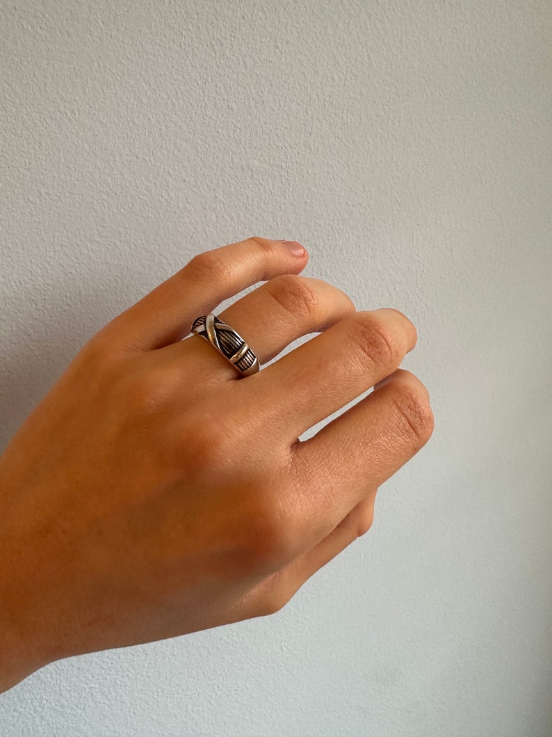 Chunky Silver Ring, Thick Silver Ring, Unisex Ring, Adjustable Ring, Open Back Ring, Unique Ring, Present, Gift, Statement Ring, Stacking zdjęcie 4