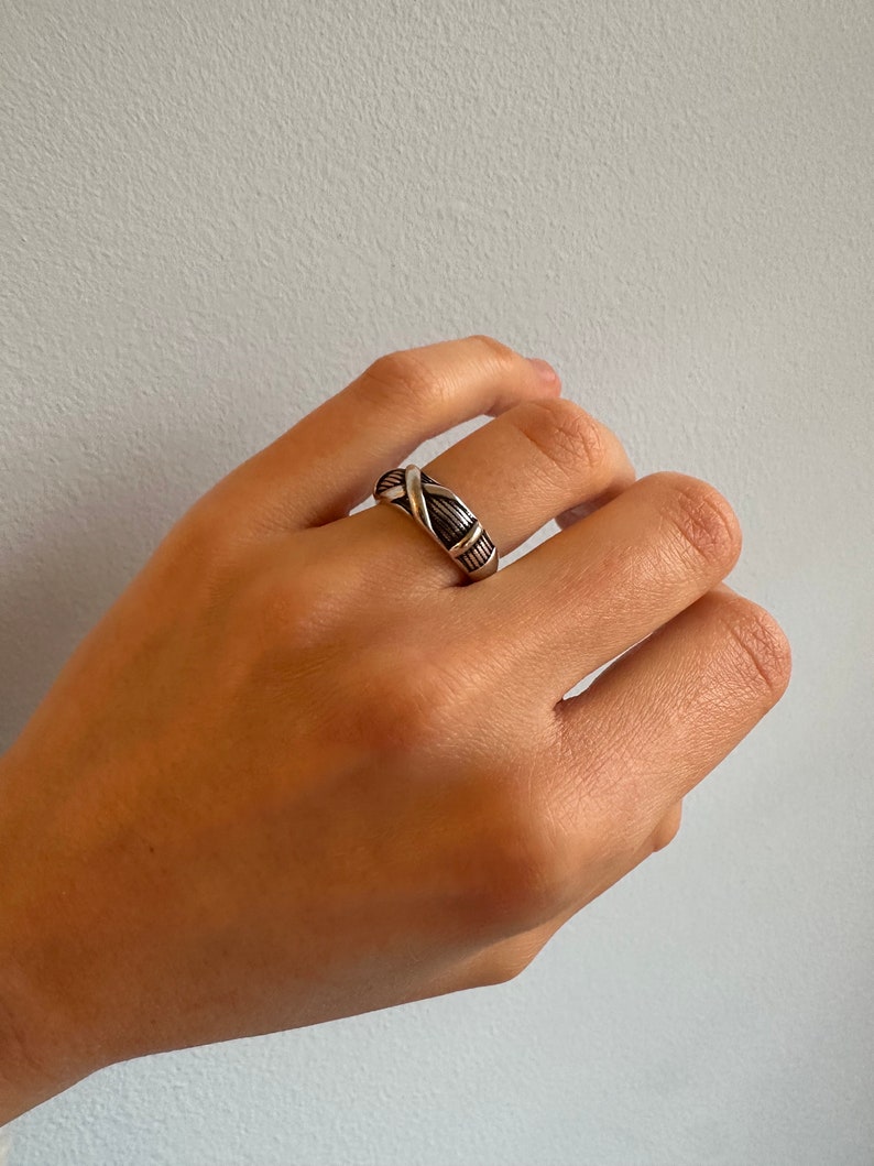 Chunky Silver Ring, Thick Silver Ring, Unisex Ring, Adjustable Ring, Open Back Ring, Unique Ring, Present, Gift, Statement Ring, Stacking zdjęcie 5