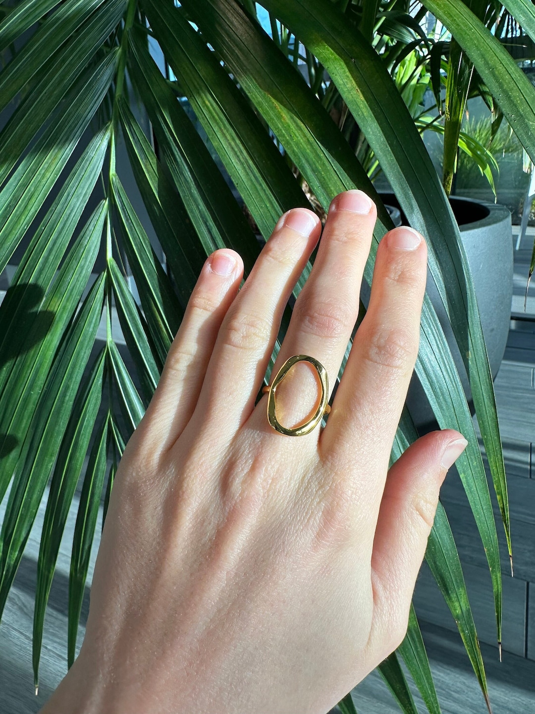 Gold Ring, Thin Gold Adjustable Ring, Gold Oval Ring, Gold Circular Ring, Unisex Gold Ring, Gold Minimalist Ring, Minimalism, Jewellery